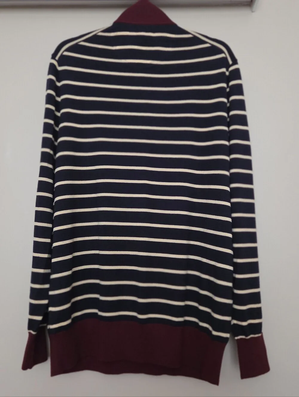 Brooks Brothers Mens Wool Half-Zip SweateR -NAVY/YELLOW STRIPES -XL